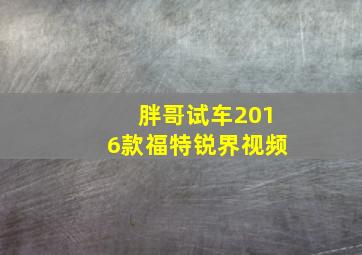 胖哥试车2016款福特锐界视频