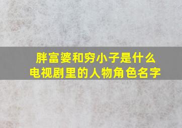 胖富婆和穷小子是什么电视剧里的人物角色名字