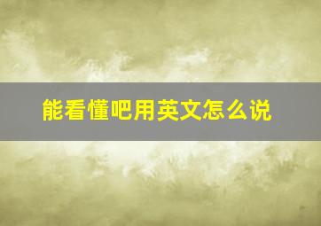 能看懂吧用英文怎么说