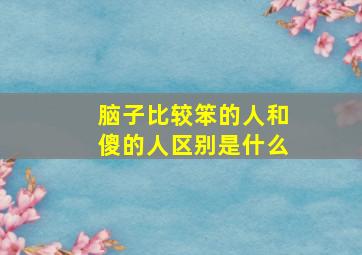 脑子比较笨的人和傻的人区别是什么