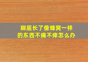 脚底长了像蜂窝一样的东西不痛不痒怎么办