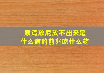 腹泻放屁放不出来是什么病的前兆吃什么药