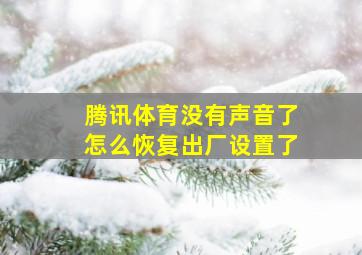 腾讯体育没有声音了怎么恢复出厂设置了