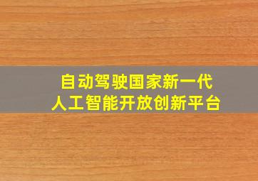 自动驾驶国家新一代人工智能开放创新平台