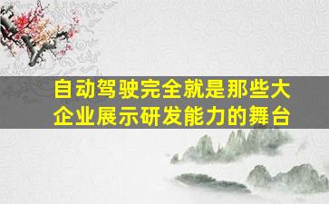 自动驾驶完全就是那些大企业展示研发能力的舞台