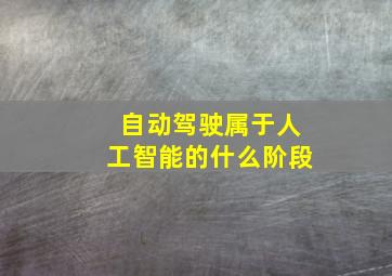 自动驾驶属于人工智能的什么阶段