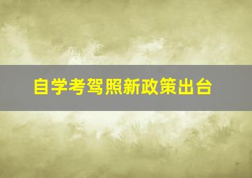 自学考驾照新政策出台