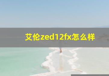 艾伦zed12fx怎么样