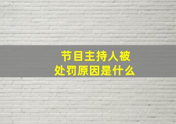 节目主持人被处罚原因是什么