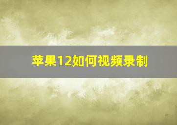 苹果12如何视频录制