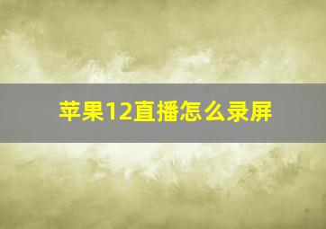 苹果12直播怎么录屏