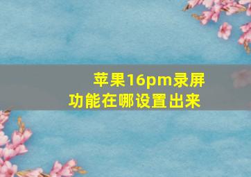 苹果16pm录屏功能在哪设置出来