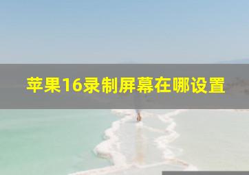 苹果16录制屏幕在哪设置