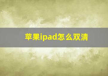 苹果ipad怎么双清