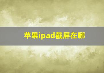 苹果ipad截屏在哪