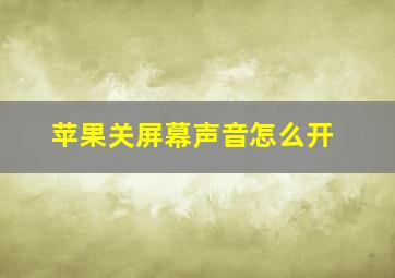 苹果关屏幕声音怎么开