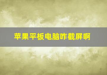 苹果平板电脑咋截屏啊