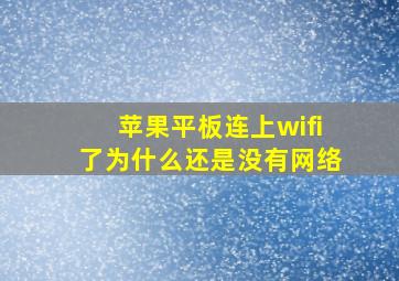 苹果平板连上wifi了为什么还是没有网络