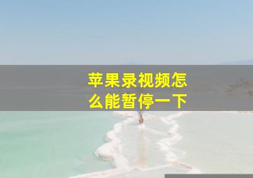 苹果录视频怎么能暂停一下