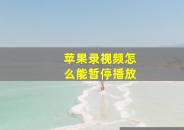 苹果录视频怎么能暂停播放