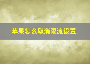 苹果怎么取消限流设置