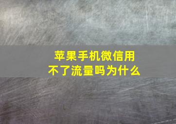 苹果手机微信用不了流量吗为什么