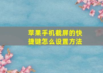 苹果手机截屏的快捷键怎么设置方法