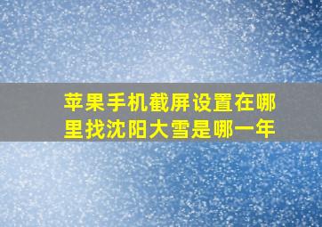 苹果手机截屏设置在哪里找沈阳大雪是哪一年