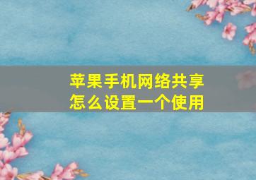 苹果手机网络共享怎么设置一个使用