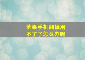 苹果手机翻译用不了了怎么办呢