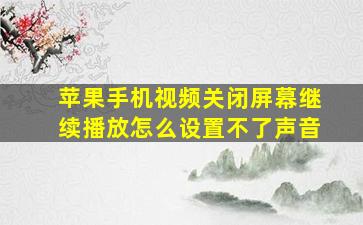 苹果手机视频关闭屏幕继续播放怎么设置不了声音