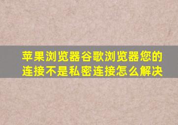 苹果浏览器谷歌浏览器您的连接不是私密连接怎么解决