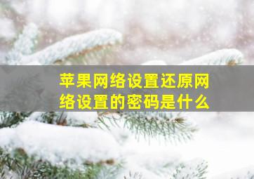 苹果网络设置还原网络设置的密码是什么