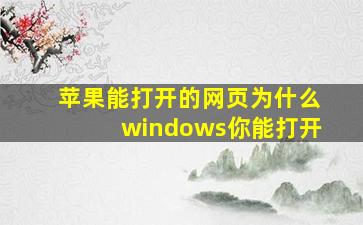 苹果能打开的网页为什么windows你能打开