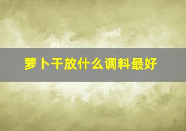 萝卜干放什么调料最好