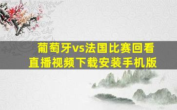 葡萄牙vs法国比赛回看直播视频下载安装手机版