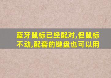 蓝牙鼠标已经配对,但鼠标不动,配套的键盘也可以用