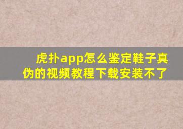 虎扑app怎么鉴定鞋子真伪的视频教程下载安装不了