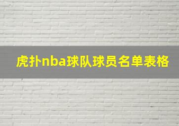 虎扑nba球队球员名单表格