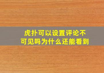 虎扑可以设置评论不可见吗为什么还能看到