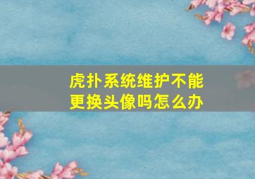 虎扑系统维护不能更换头像吗怎么办