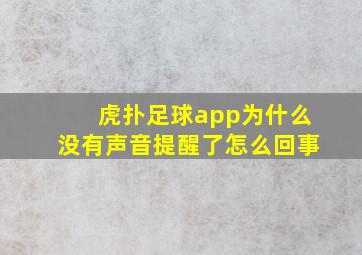 虎扑足球app为什么没有声音提醒了怎么回事