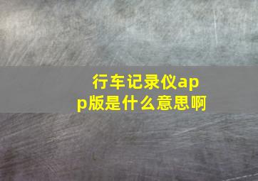 行车记录仪app版是什么意思啊