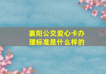 襄阳公交爱心卡办理标准是什么样的