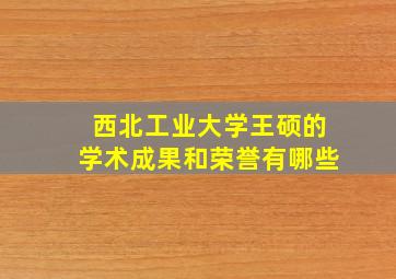 西北工业大学王硕的学术成果和荣誉有哪些