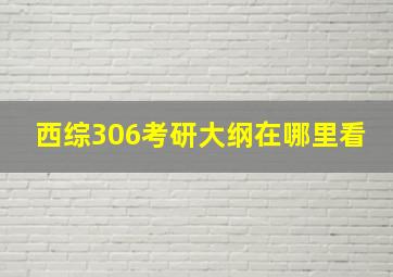 西综306考研大纲在哪里看