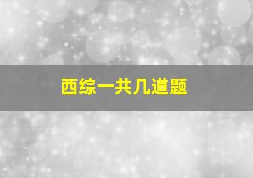 西综一共几道题