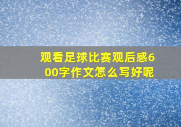 观看足球比赛观后感600字作文怎么写好呢