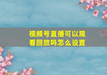 视频号直播可以观看回放吗怎么设置