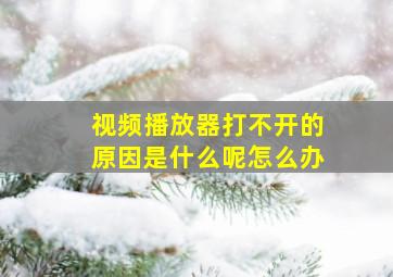 视频播放器打不开的原因是什么呢怎么办